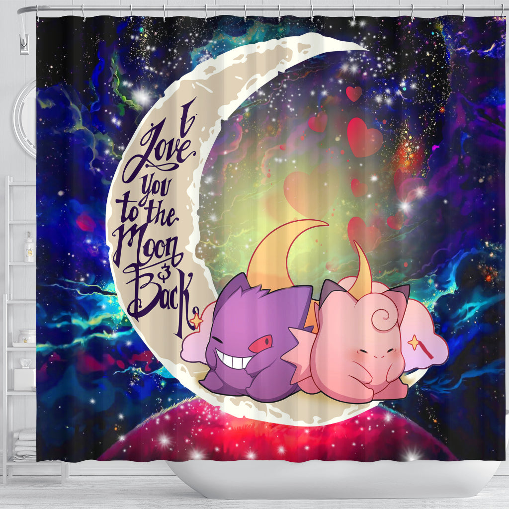 Gengar Clefable Cute Pokemon Love You Galaxy Shower Curtain AnimeBape