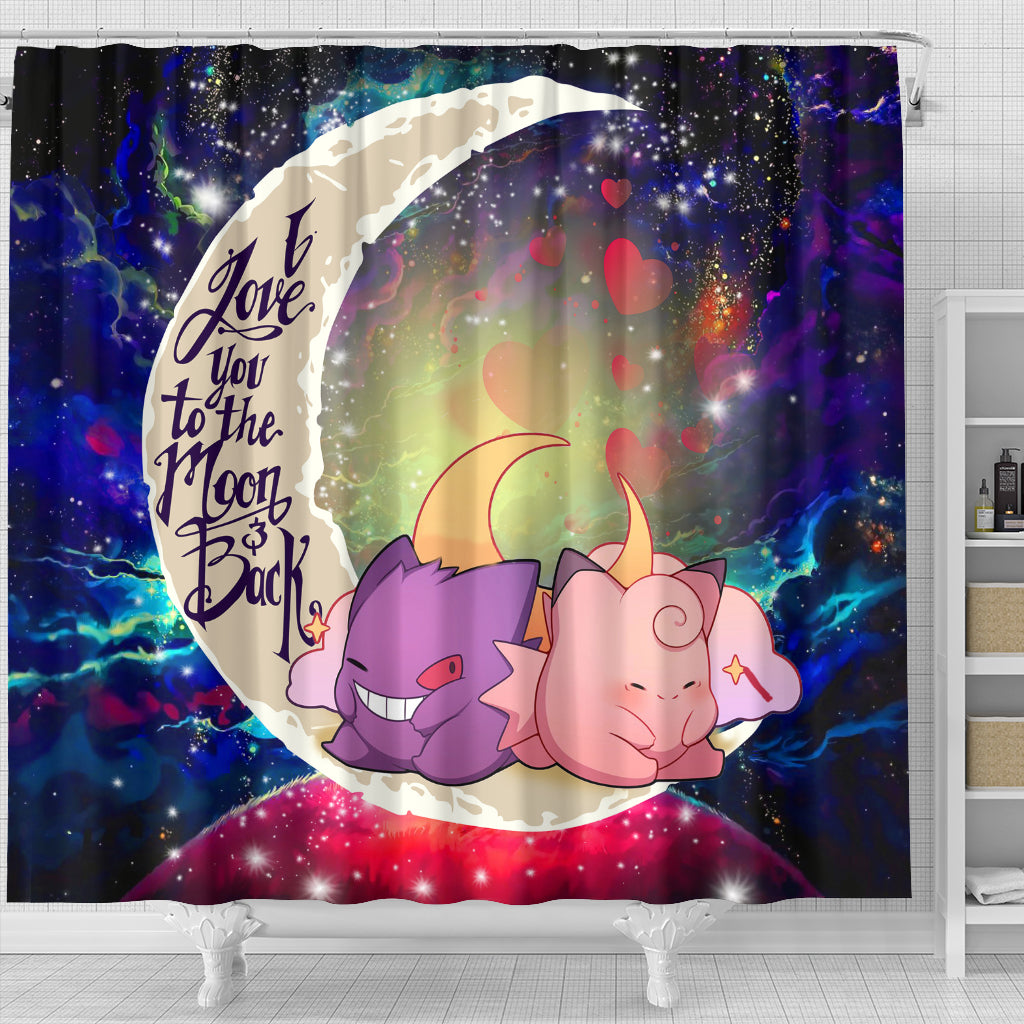 Gengar Clefable Cute Pokemon Love You Galaxy Shower Curtain AnimeBape