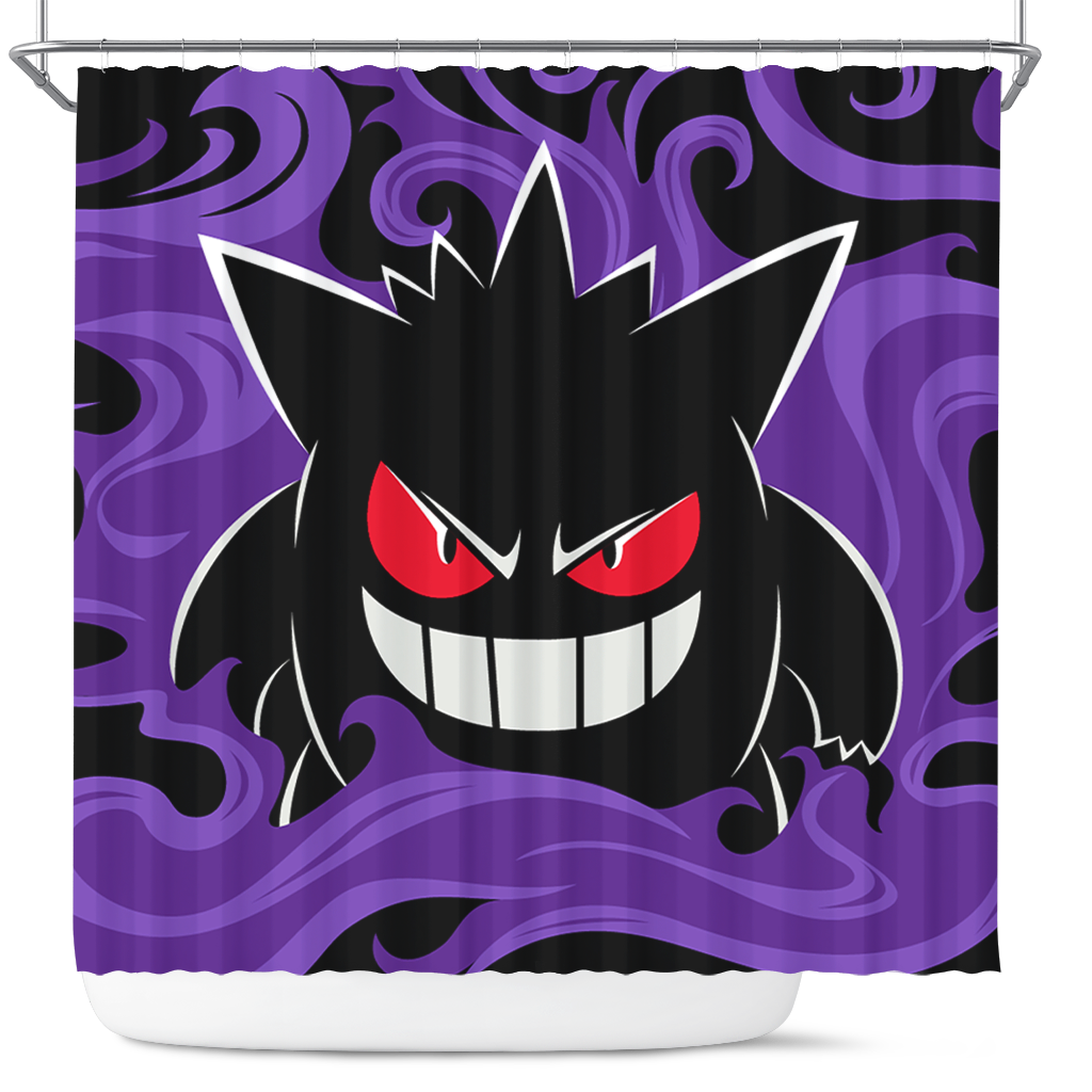 Gengar Christmas Shower Curtain for Pokemon Fans Decor