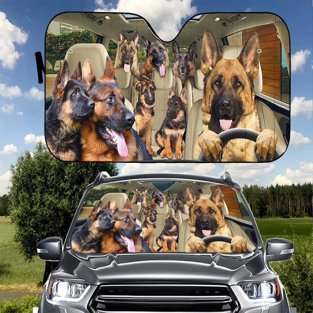 German Shepherd Auto Sunshades for Family Car Protection