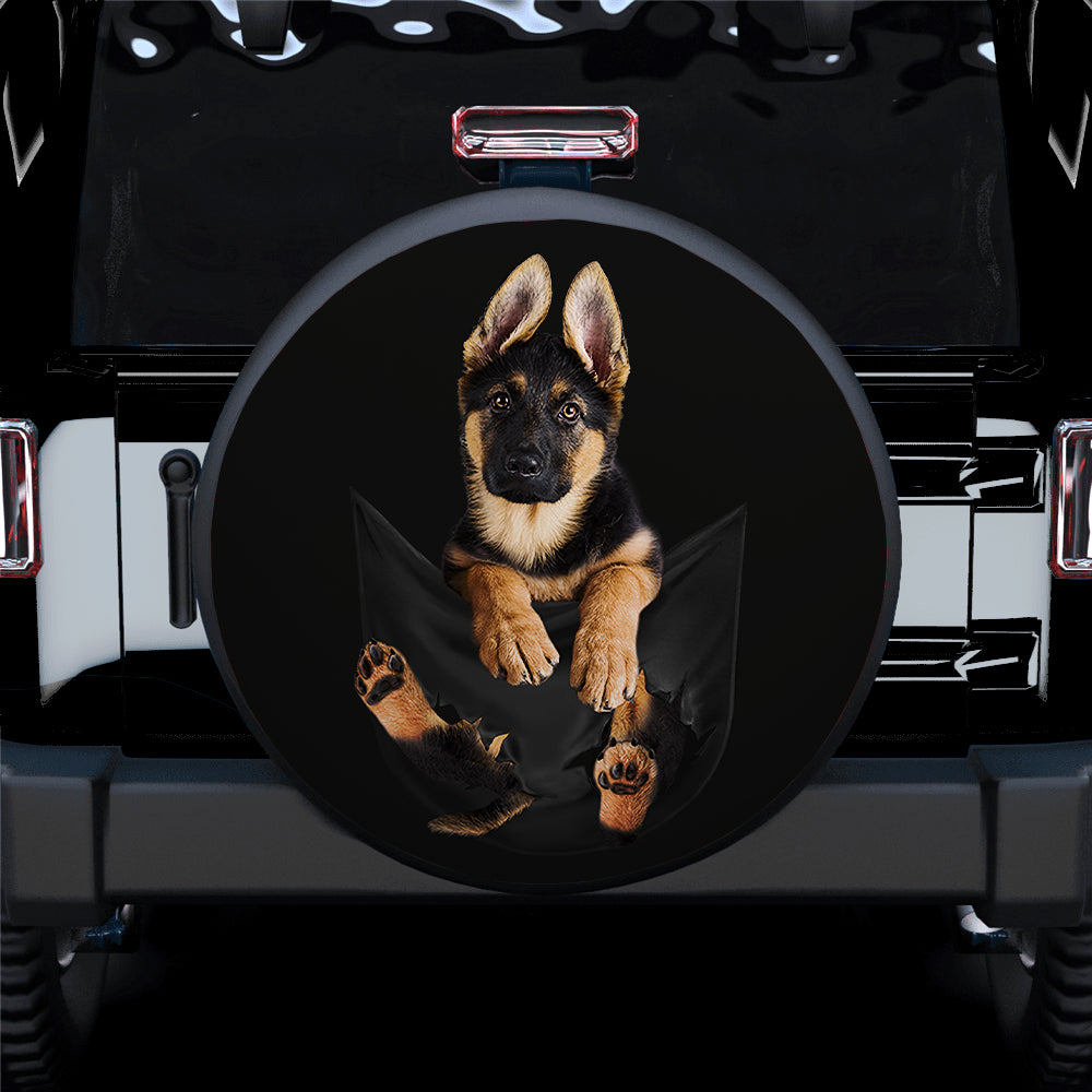 Cute German Shepherd Puppy Car Spare Tire Covers Gift for Campers