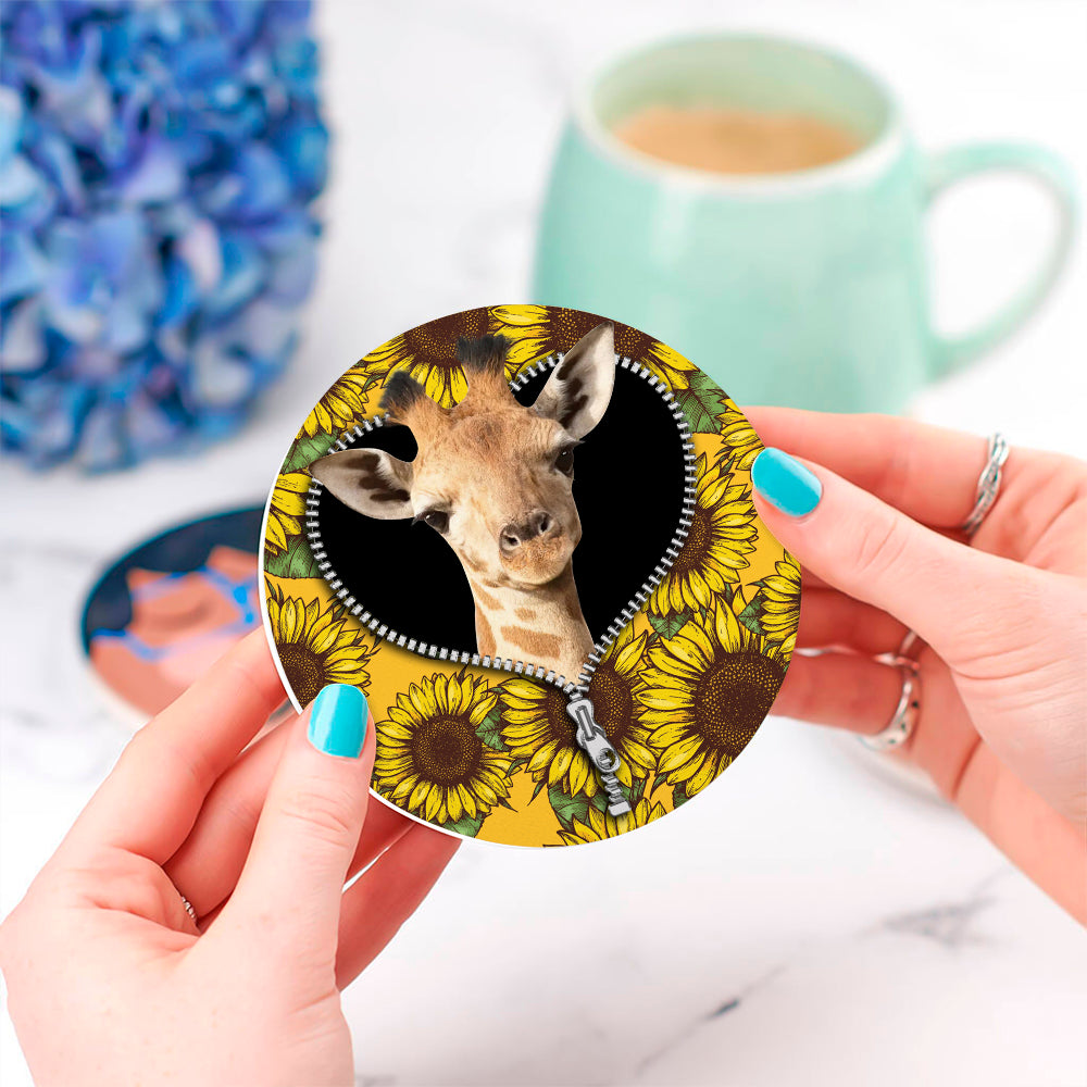Giraffe Sunflower Coasters -  Drink Coasters for Home Decor
