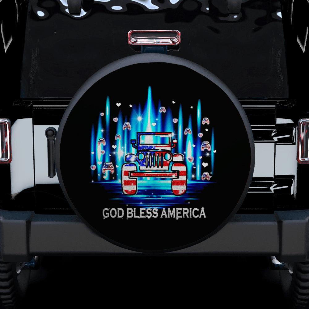 God Bless America Spare Tire Cover for Jeep Campers Gift