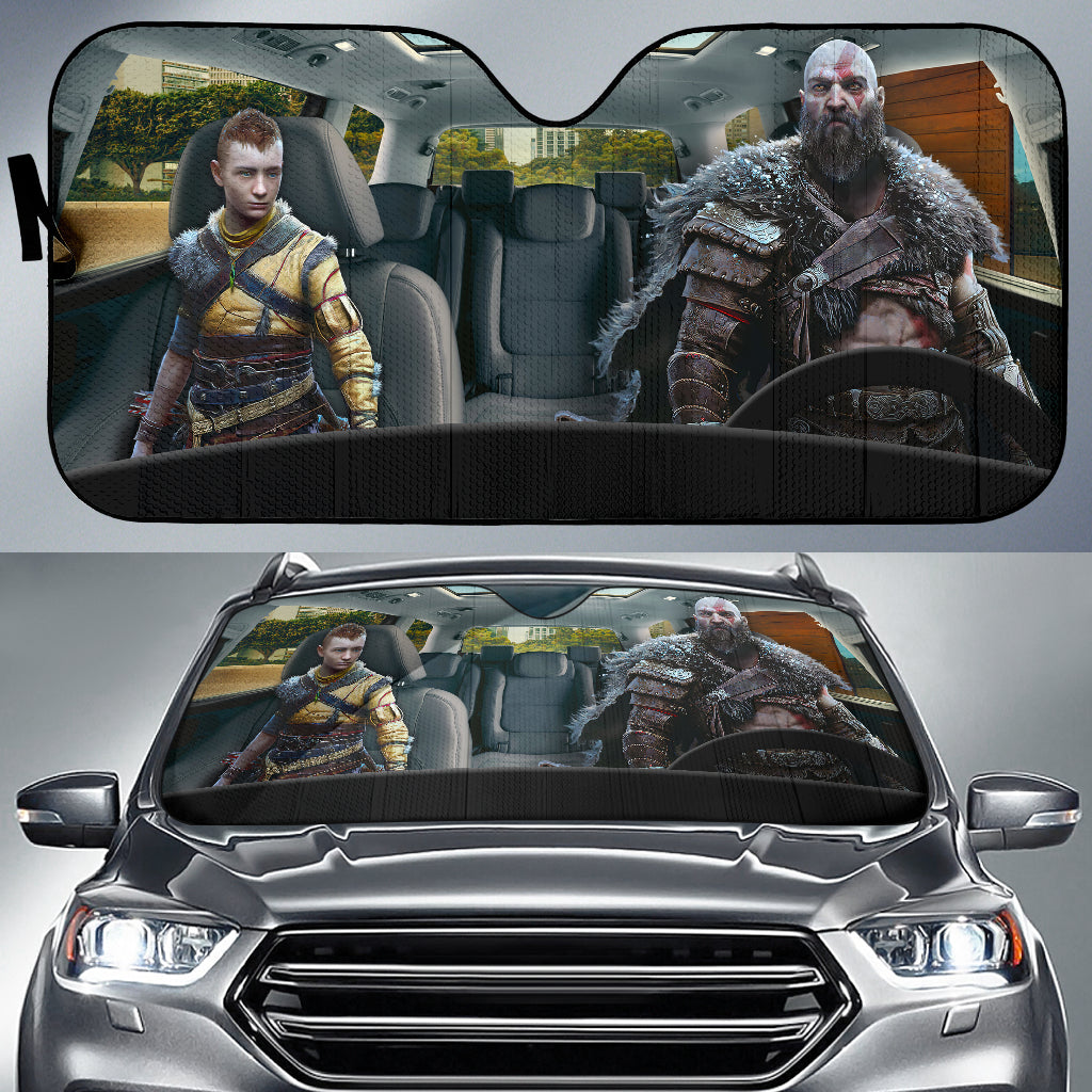 Kratos And Atreus Car Sunshades - God Of War Auto Shades