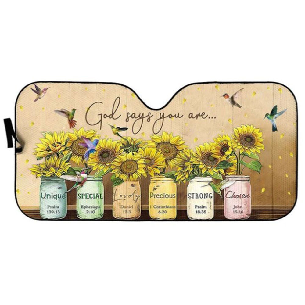 God Says You Are Hummingbirds Custom Auto Sun Shades Windshield Decor