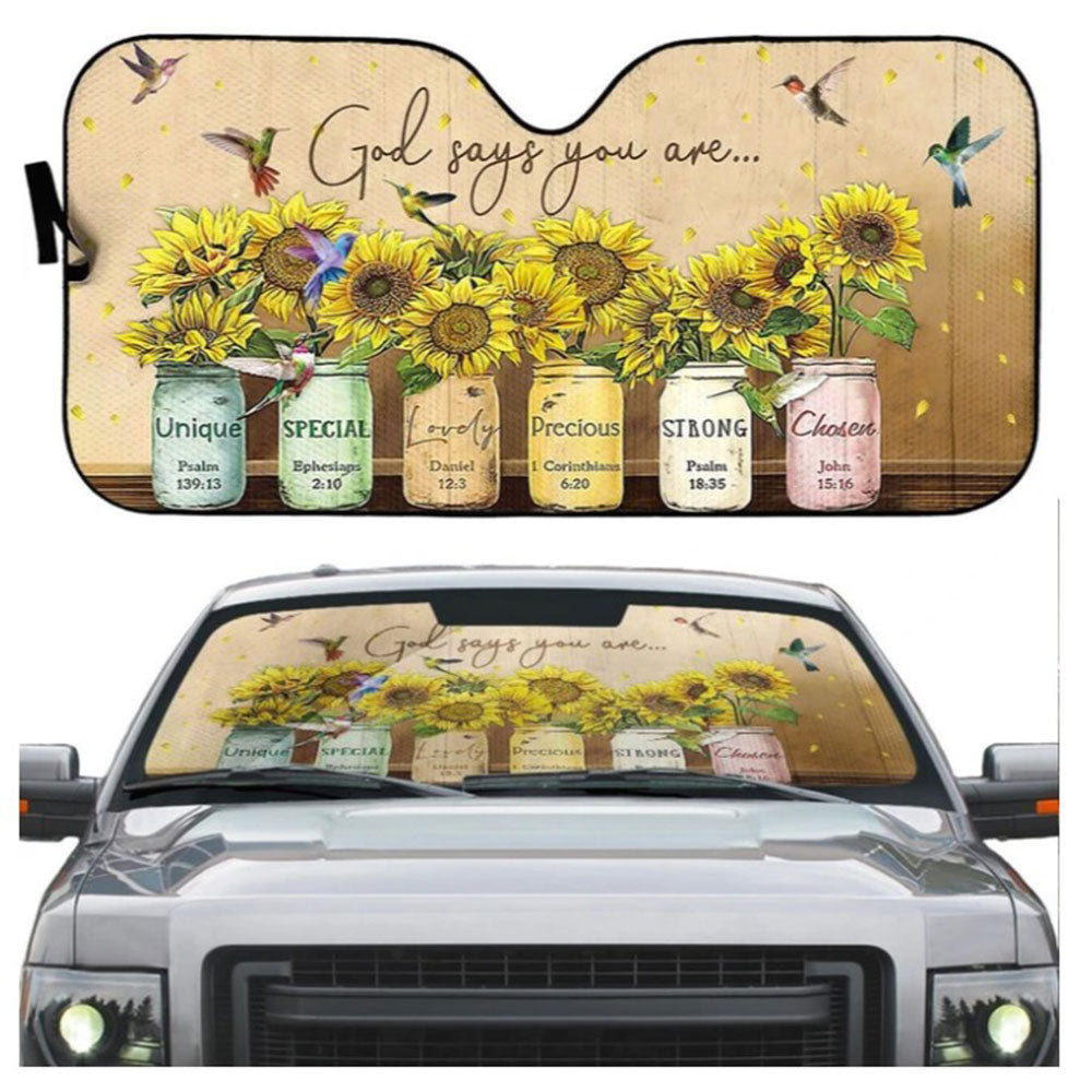God Says You Are Hummingbirds Custom Auto Sun Shades Windshield Decor