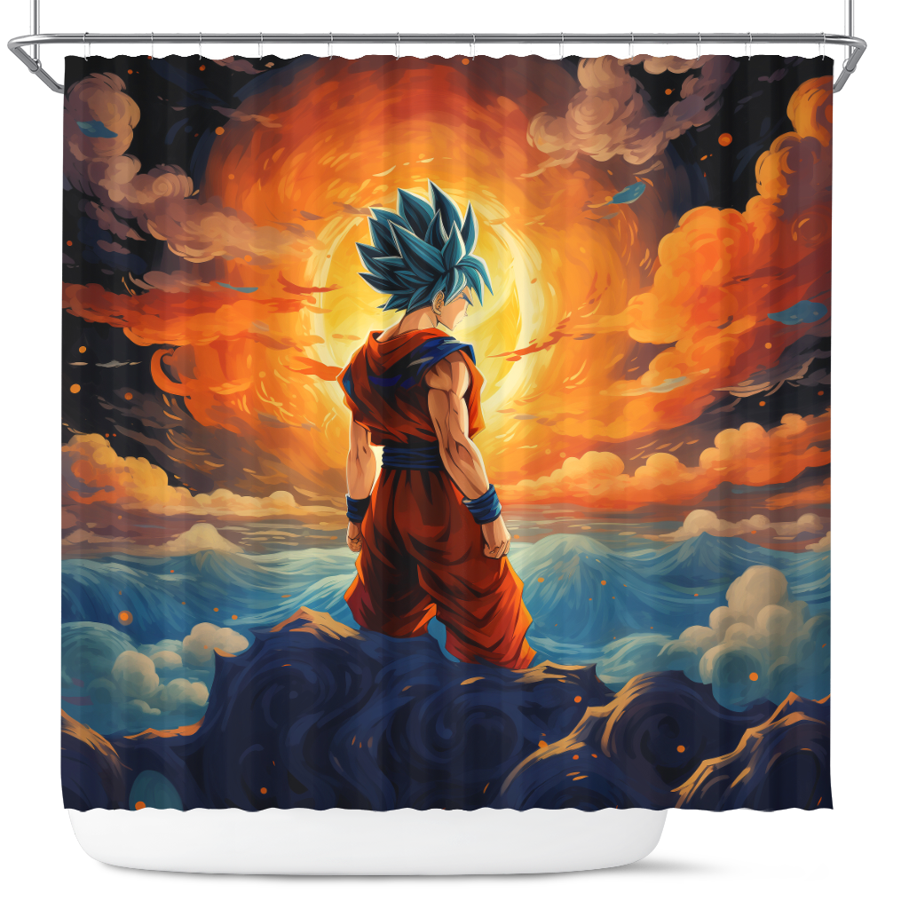 Goku Sunset Artwork for Bathroom Decor, Shower Curtain