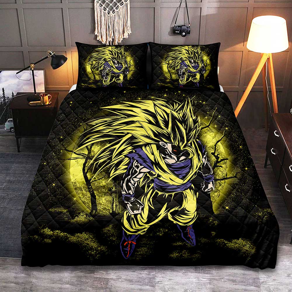 Super Saiyan 3 Goku Dragon Ball Quilt Bed Set Moonlight Theme