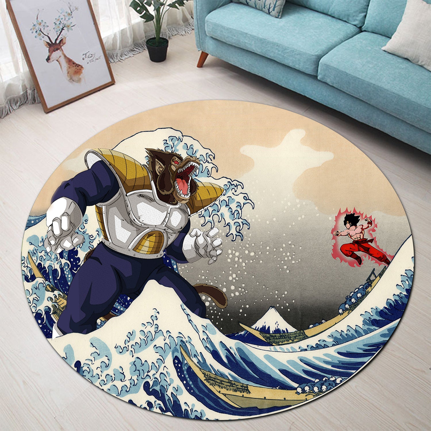 Goku Vs Vegeta Round Carpet Rug for Bedroom Living Room Decor