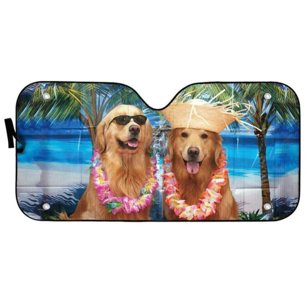 Custom Golden Dog Days of Summer Auto Sun Shades Windshield