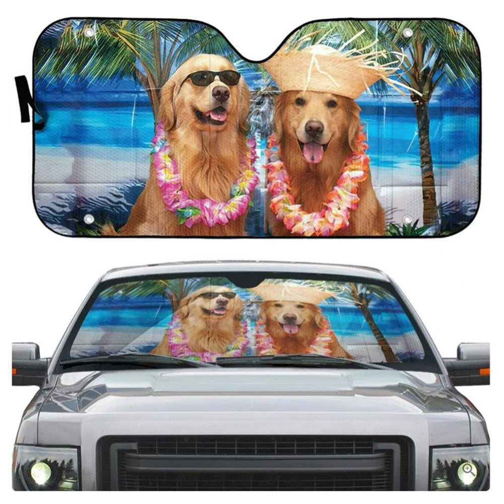 Custom Golden Dog Days of Summer Auto Sun Shades Windshield