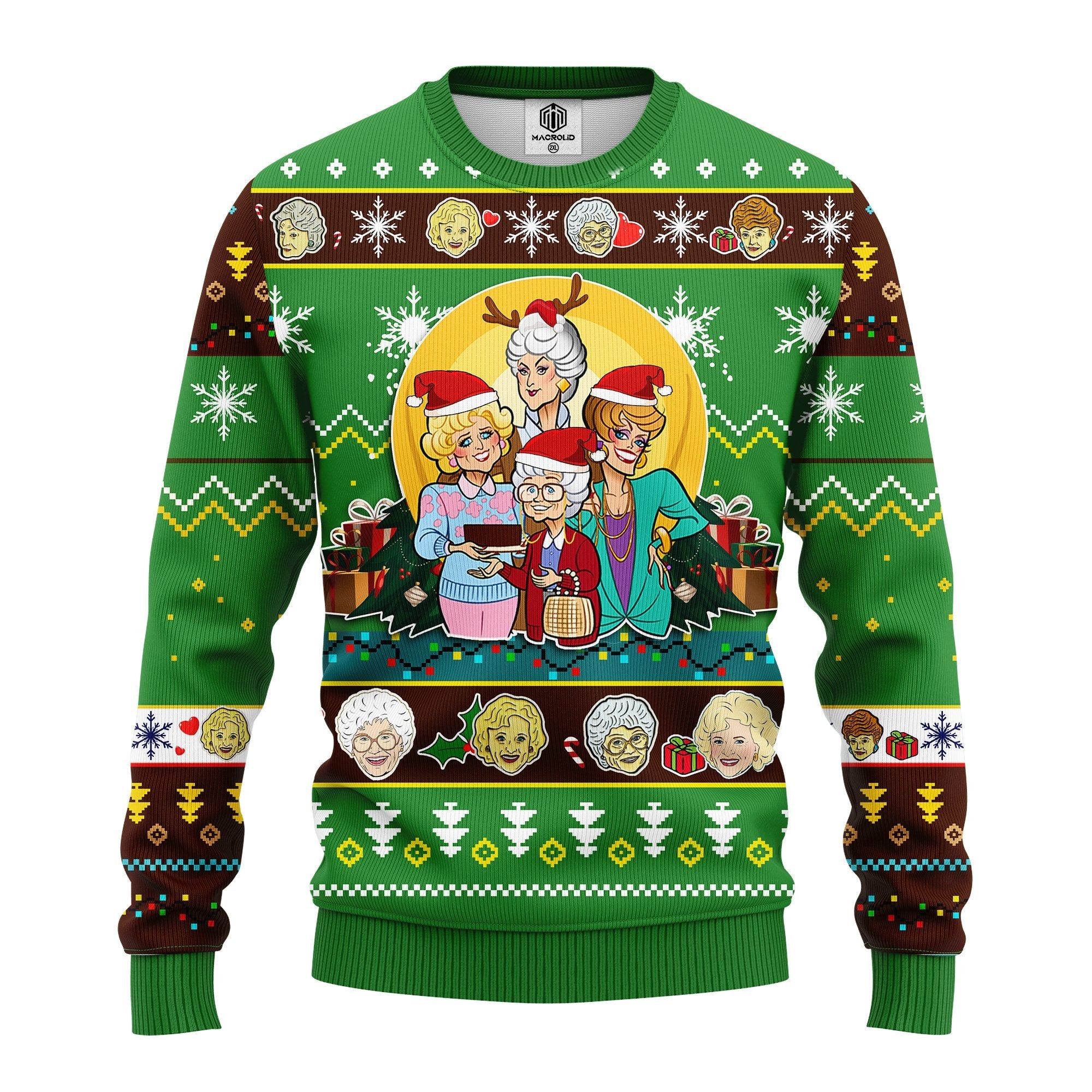 Golden Girls Christmas Sweater Green - Funny Ugly Holiday Sweater