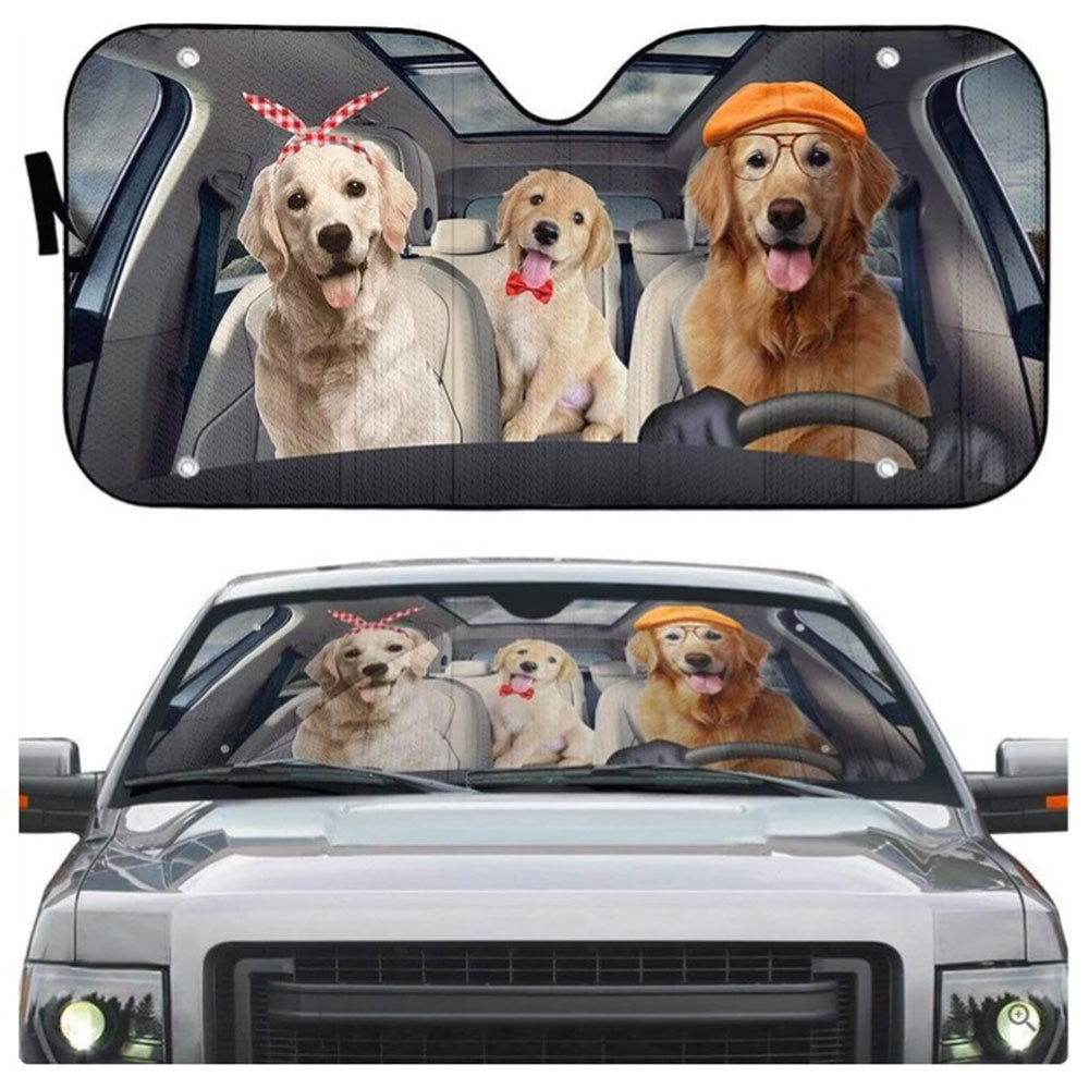 Custom Golden Retriever Auto Sun Shades Windshield Accessories Gift