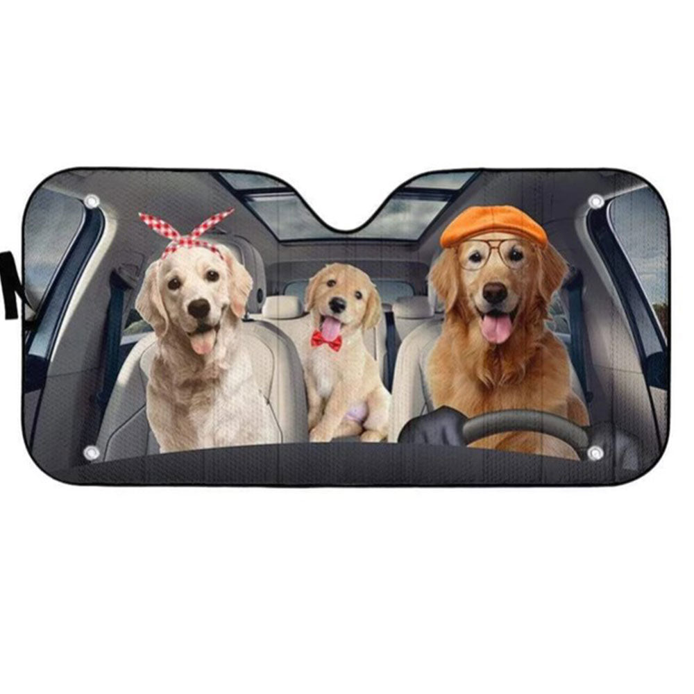Custom Golden Retriever Auto Sun Shades Windshield Accessories Gift
