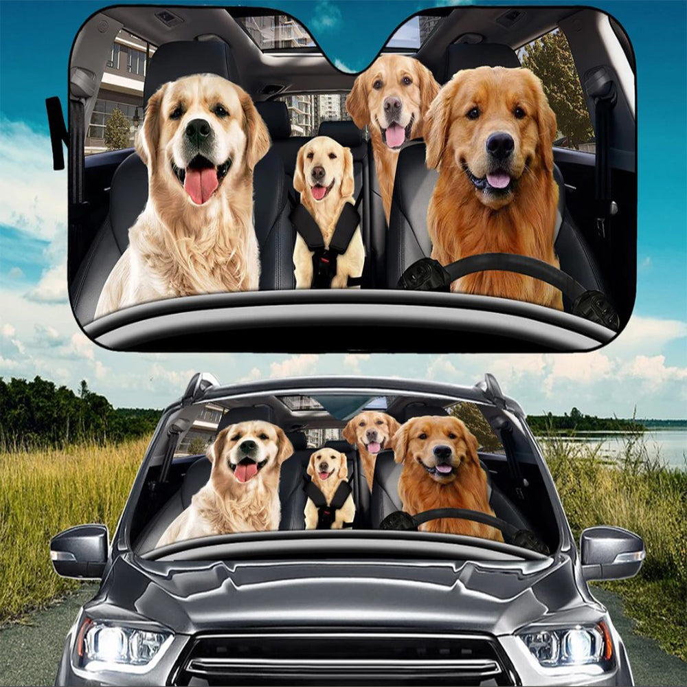 Golden Retriever Auto Sunshades for Family Cars - UV Protection