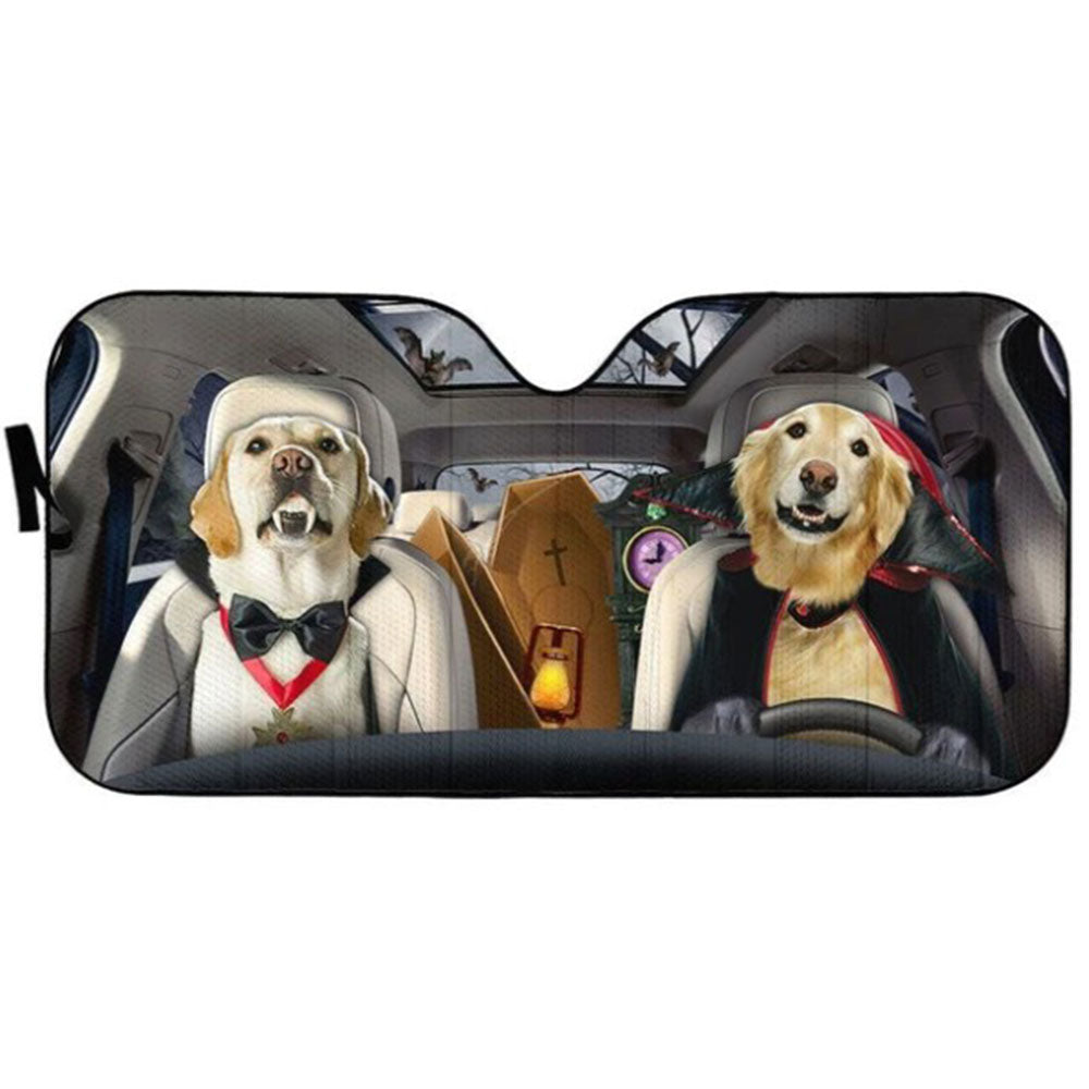 Custom Golden Retriever Vampire Sun Shades for Car Windshield Decor