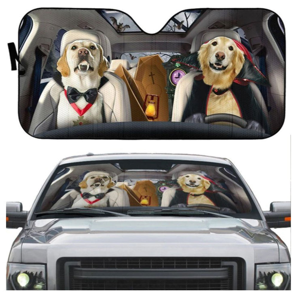 Custom Golden Retriever Vampire Sun Shades for Car Windshield Decor