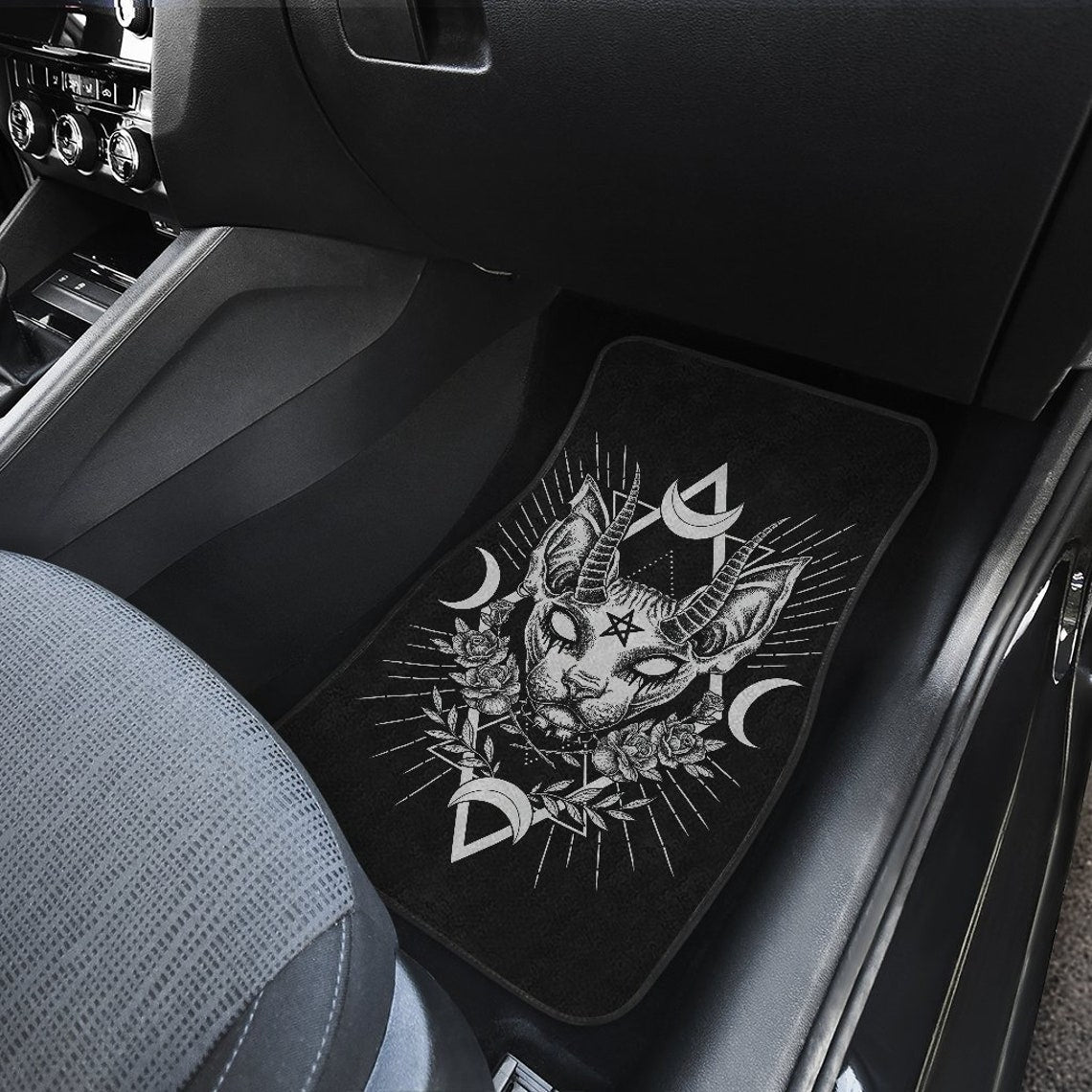 Occult Black Cat Sphinx Style Car Accessories - Demonic White Eye