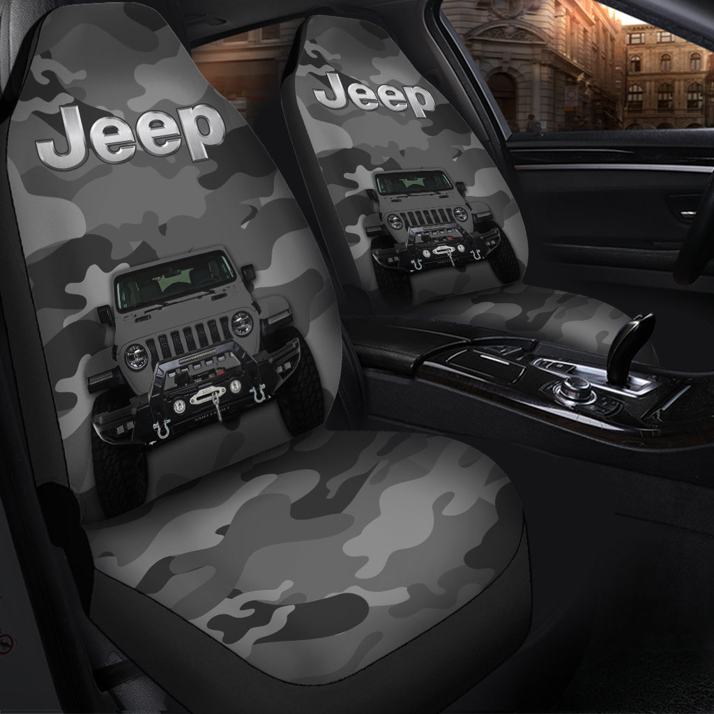 Gray Jeep Camouflage Custom Car Seat Covers - Premium Protectors