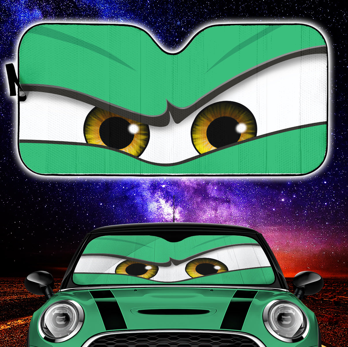 Green Angry Eyes Sun Shades for Car Auto Protection