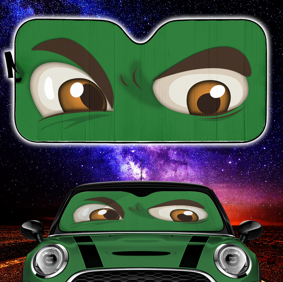 Challenging Green Cartoon Eyes Auto Sun Shades Windshield Accessories