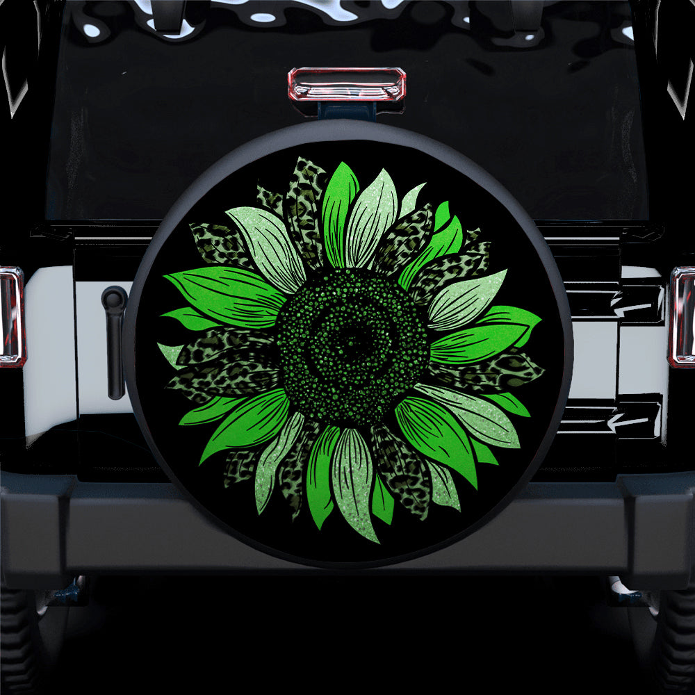 Green Cheetah Sunflower Spare Tire Covers for Jeep Campers Gifts