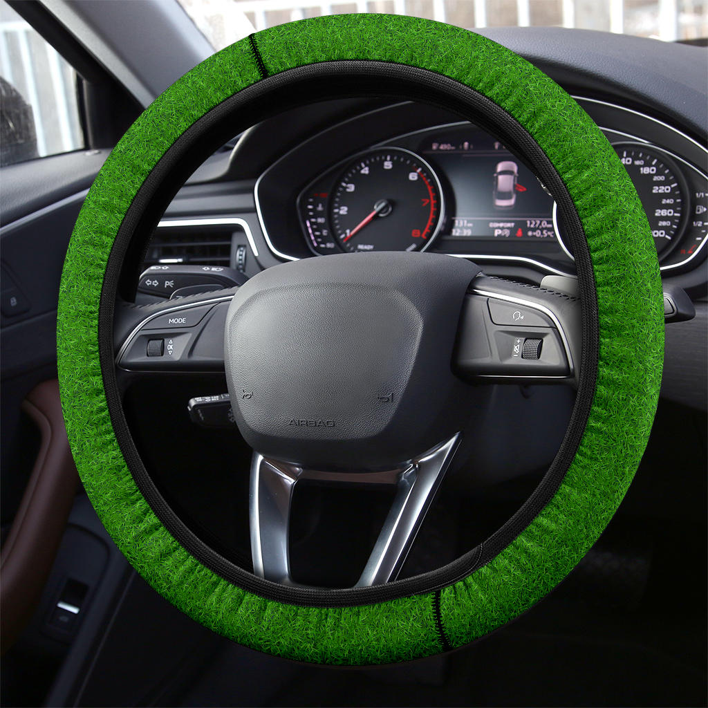 Premium Green Grass Steering Wheel Cover for Cars Green