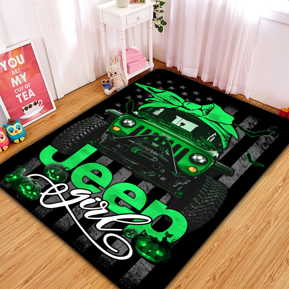 Green Jeep Girl Halloween Rug for Home Room Decor 7674
