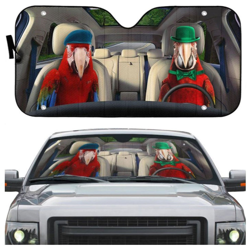 Green Winged Macaw Parrot Sun Shades for Car Windshield Accessories