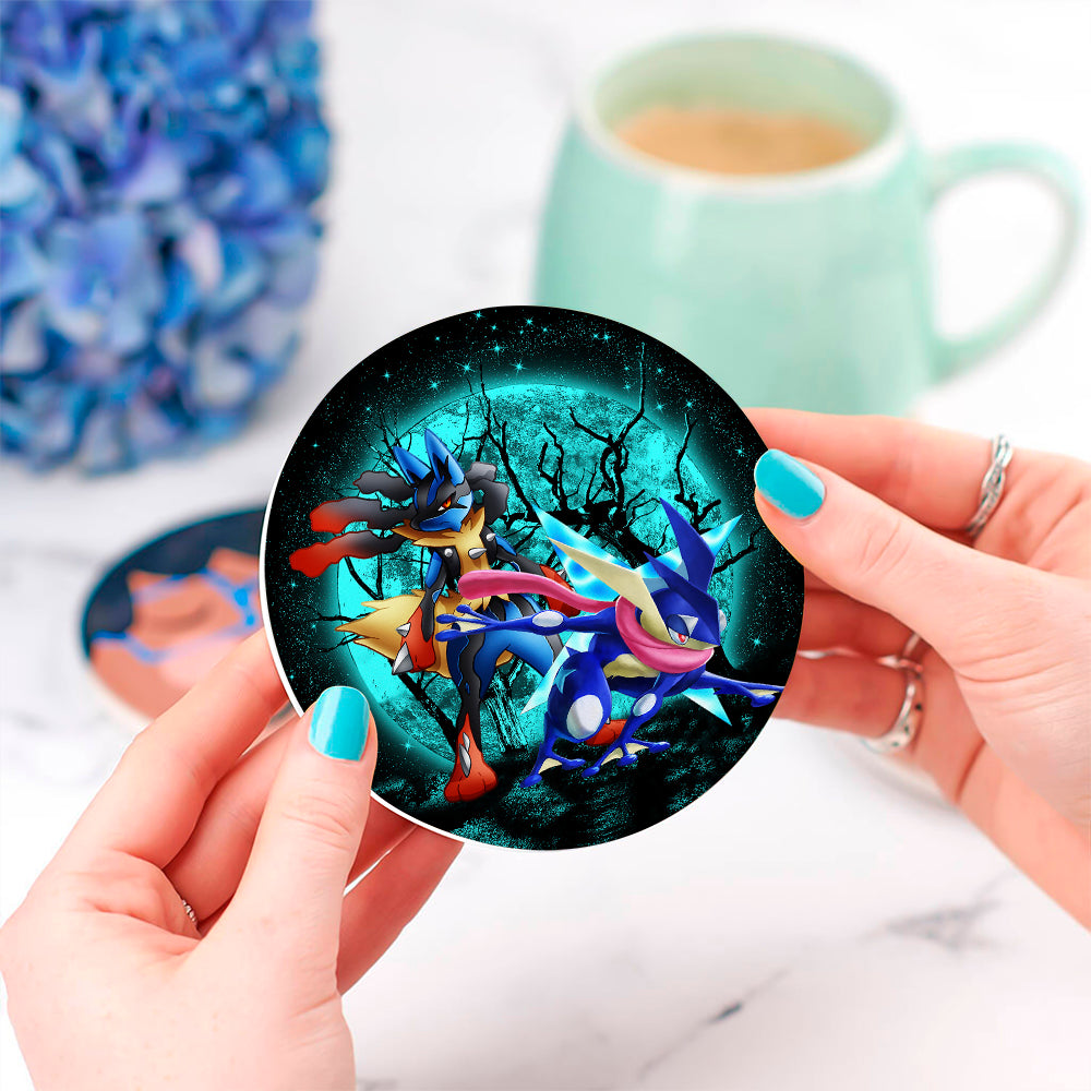 Greninja Satoshi Mega Lucario Pokémon Halloween Drink Coasters