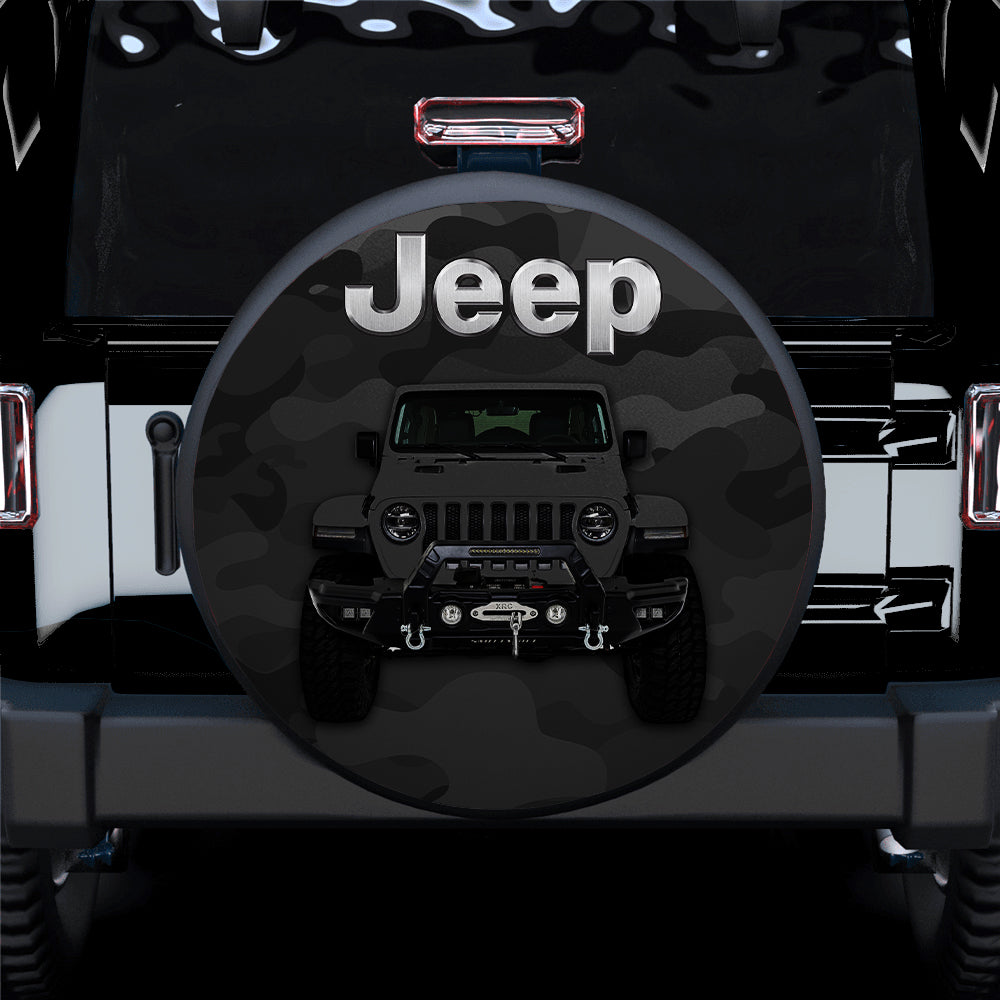 Camouflage Grey Jeep Spare Tire Cover Gift for Campers and Outdoors