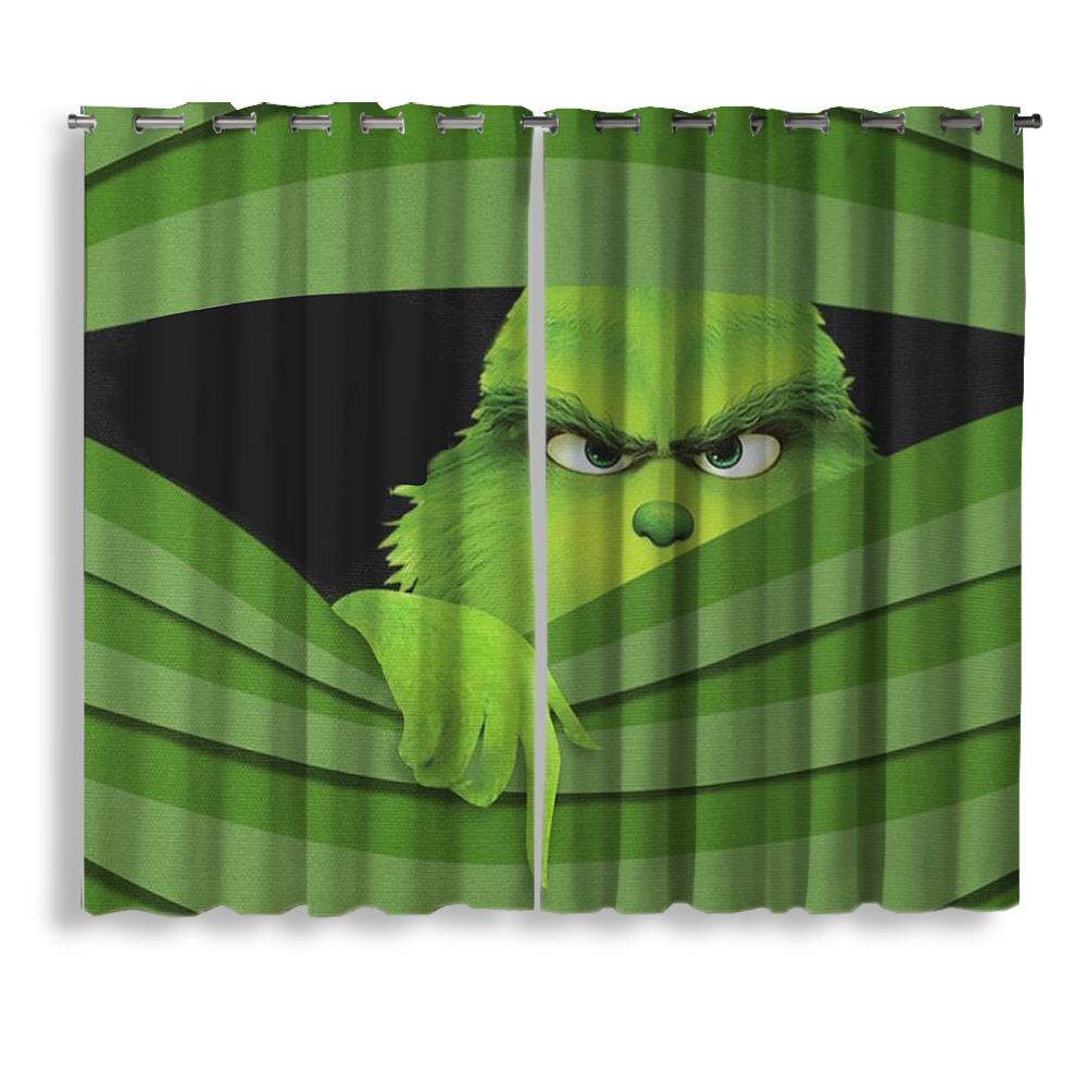 Grinch Christmas Themed Window Curtain for Festive Decor