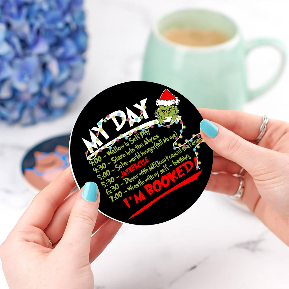 Grinch My Day  Drink Coasters for Holiday Home Decor