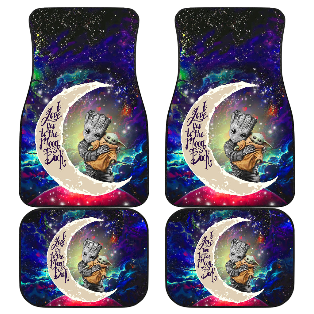 Baby Yoda Groot Love You To The Moon Galaxy Car Floor Mats