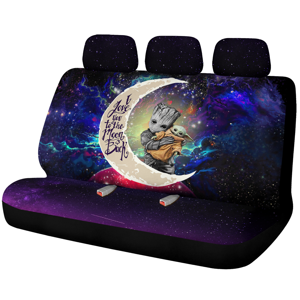 Groot Baby Yoda To The Moon Galaxy Custom Car Back Seat Covers