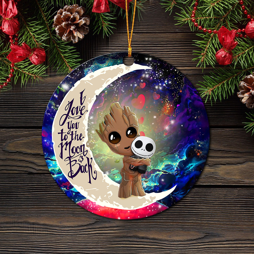 Groot Jack Skellington Love You To The Moon Galaxy Ornament Gift