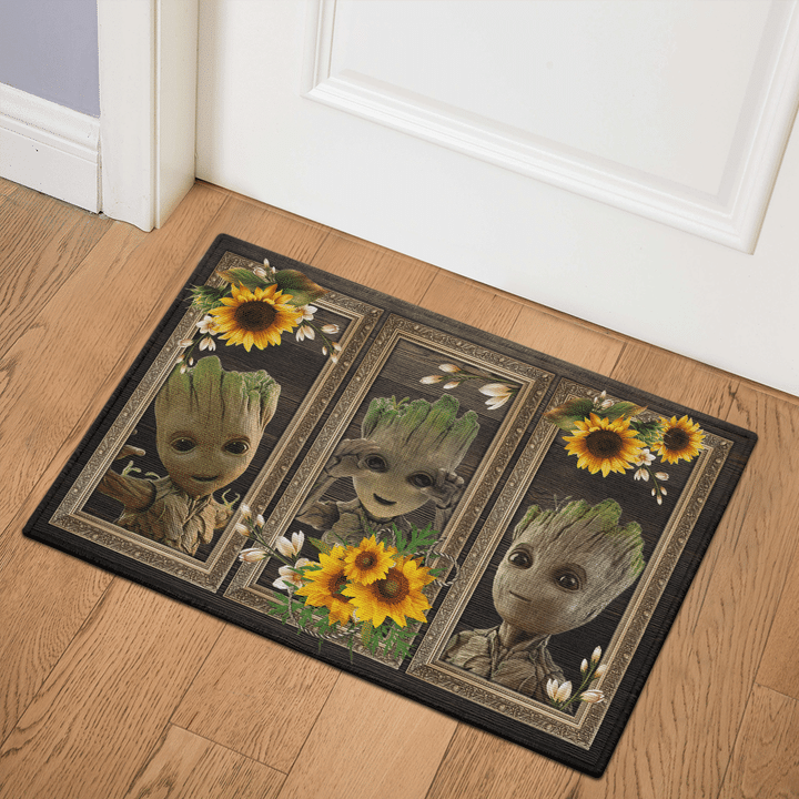 Groot Sunflower Doormat for Unique Home Decor Entryway Mat