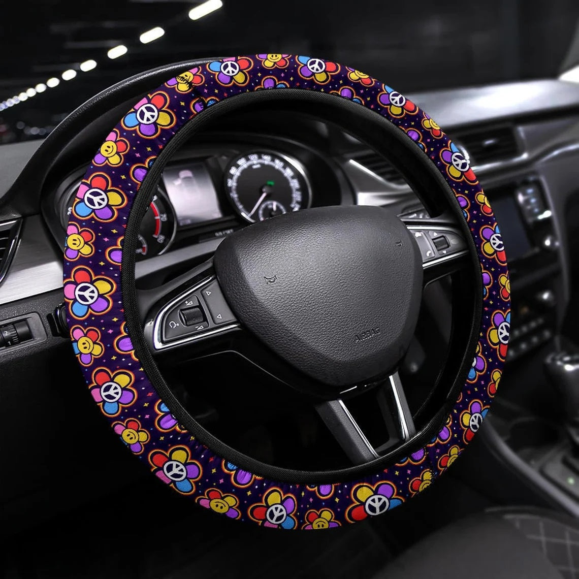 60s Hippie Groovy Steering Wheel Cover for Cars 7318