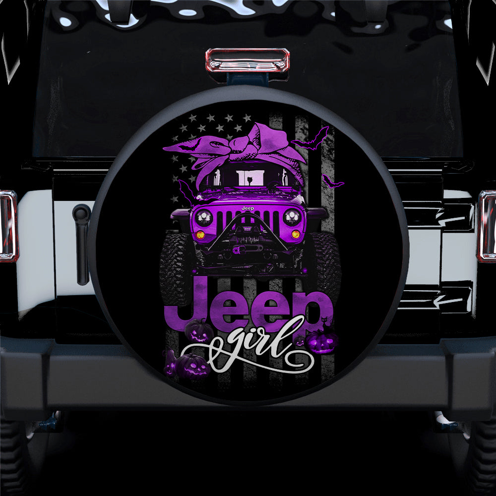 Halloween Purple Jeep Spare Tire Covers - American Flag Design Gift