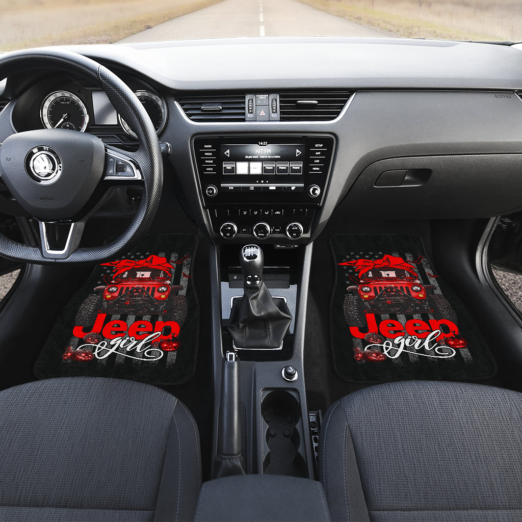 Halloween American Flag Jeep Girl Car Floor Mats - Car Accessories