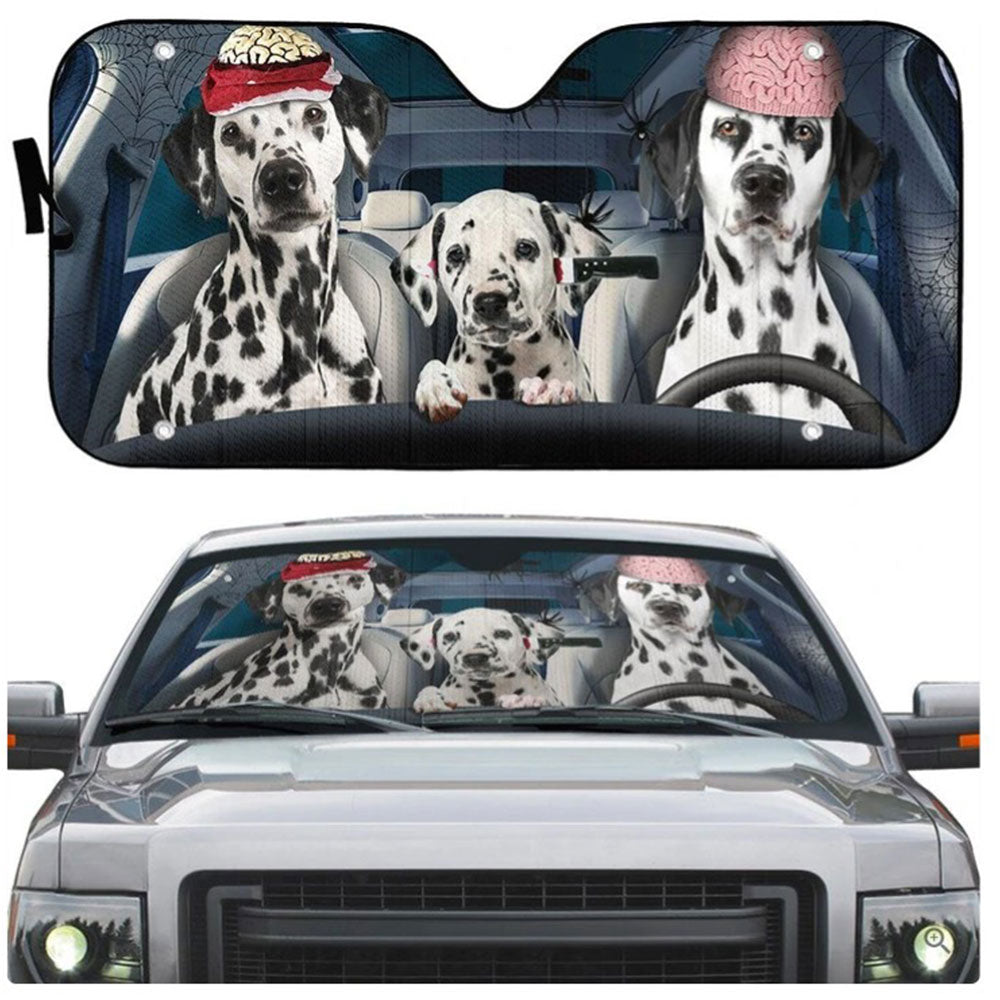 Custom Halloween Dalmatian Family Auto Sun Shades Windshield Decor