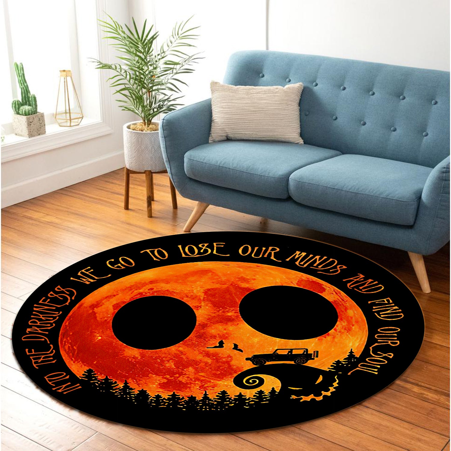 Halloween Nightmare Jeep Round Carpet Rug for Bedroom Living Room
