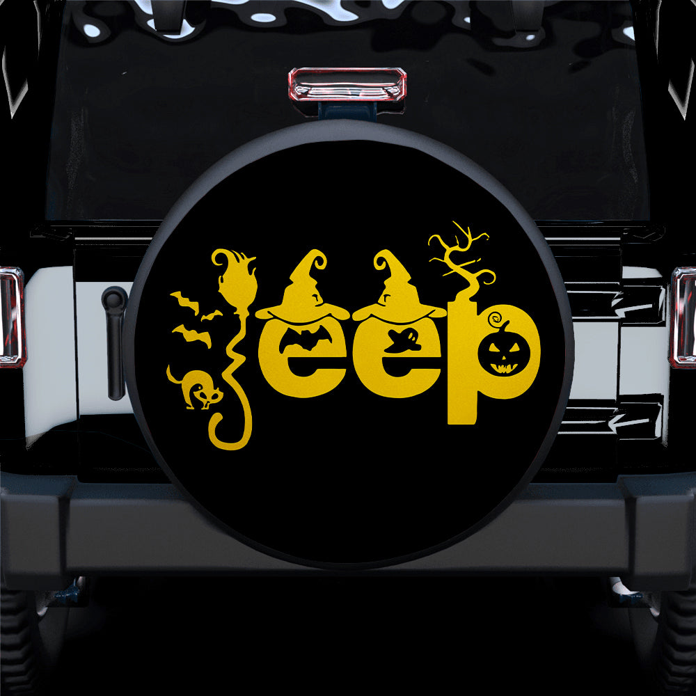 Halloween Yellow Jeep Spare Tire Cover Gift for Campers