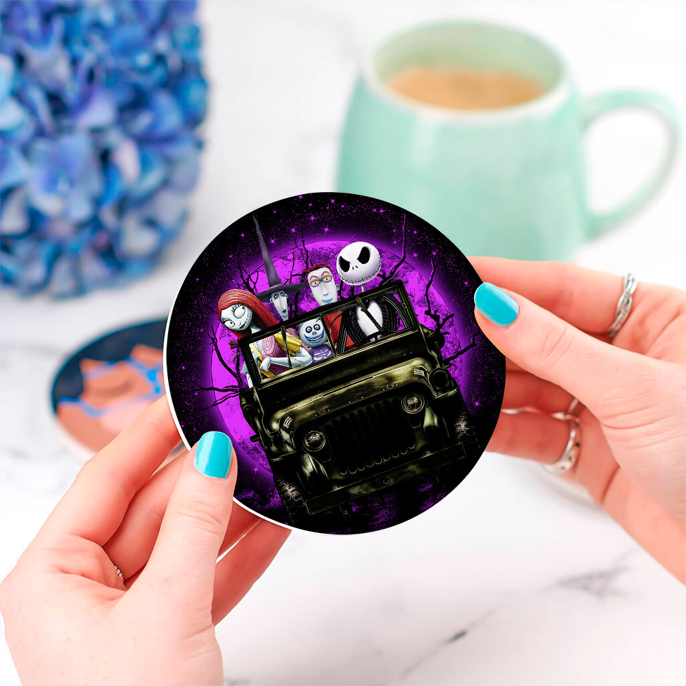 Halloween Nightmare Before Christmas Jeep Funny  Drink Coasters