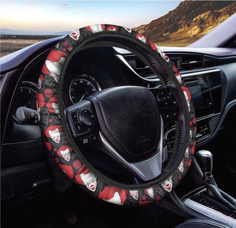 Scary Halloween Clown Pattern Car Steering Wheel Cover 7212