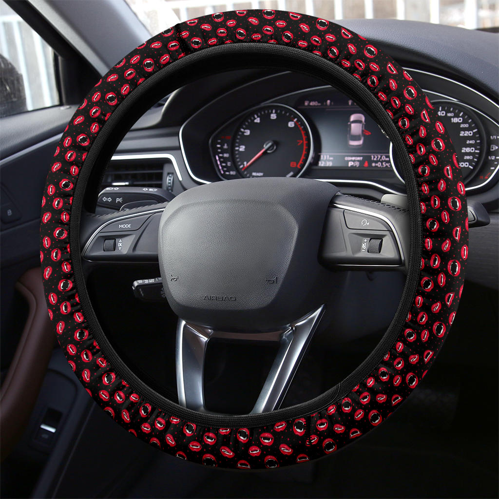 Funny Vampire Red Halloween Clips Premium Car Steering Wheel Cover