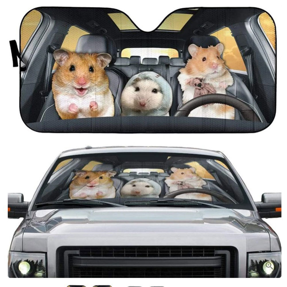Custom Hamster Family Sun Shades for Car Windshield Decor Gift