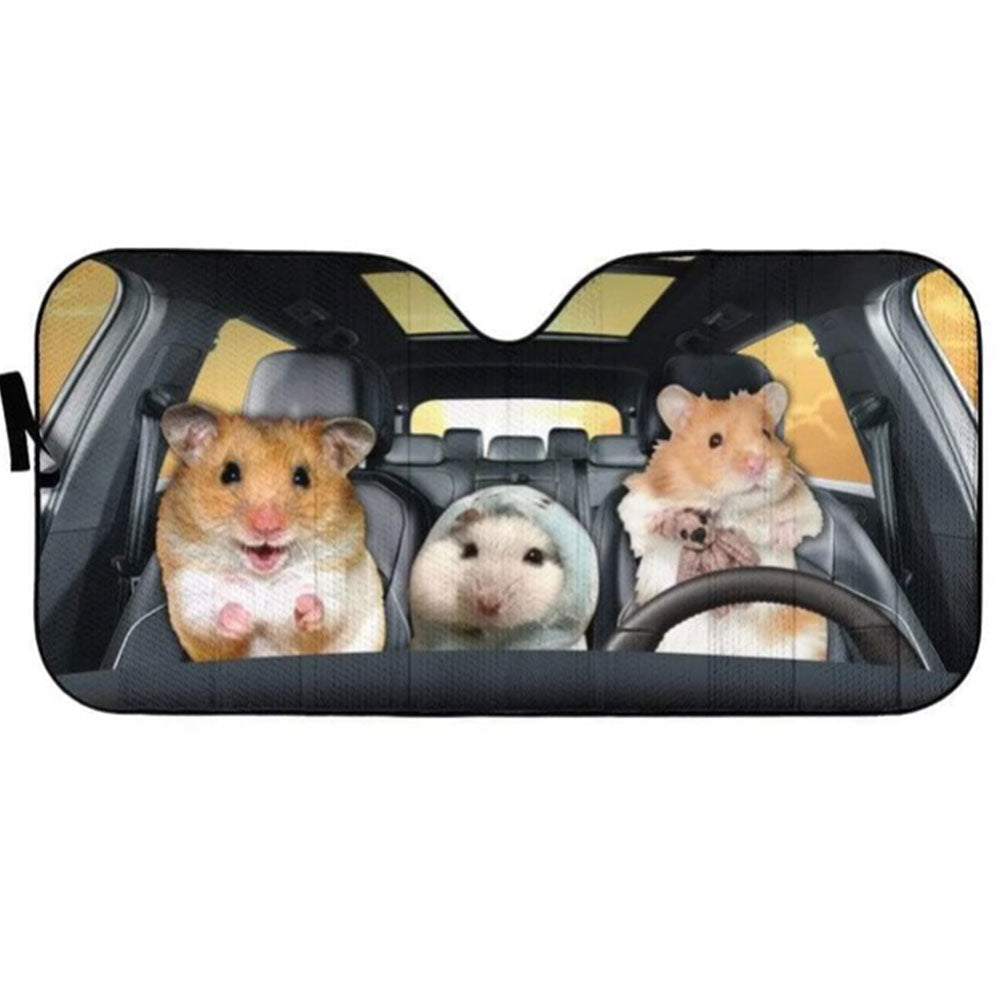 Custom Hamster Family Sun Shades for Car Windshield Decor Gift