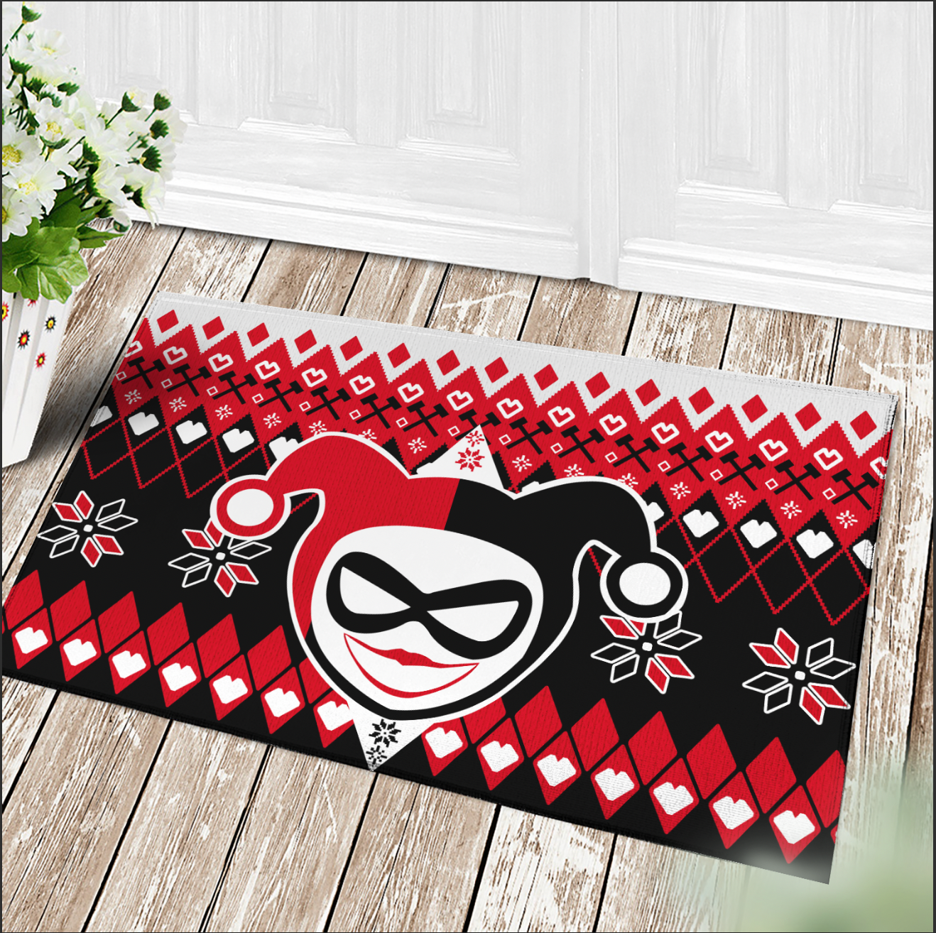 Harley Quinn Holiday Doormat for Festive Home Decor
