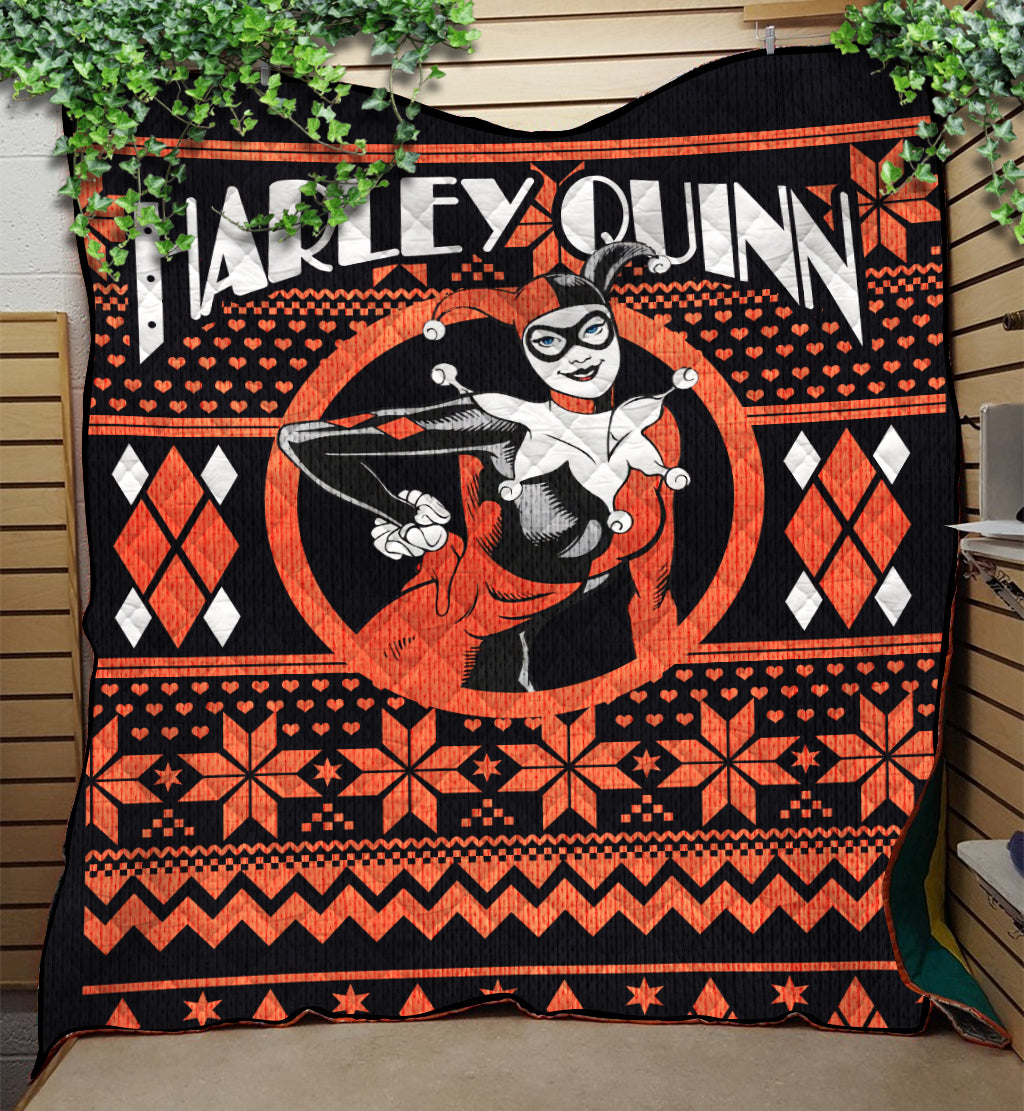 Harley Quinn Christmas Quilt Blanket, Premium Holiday Decor